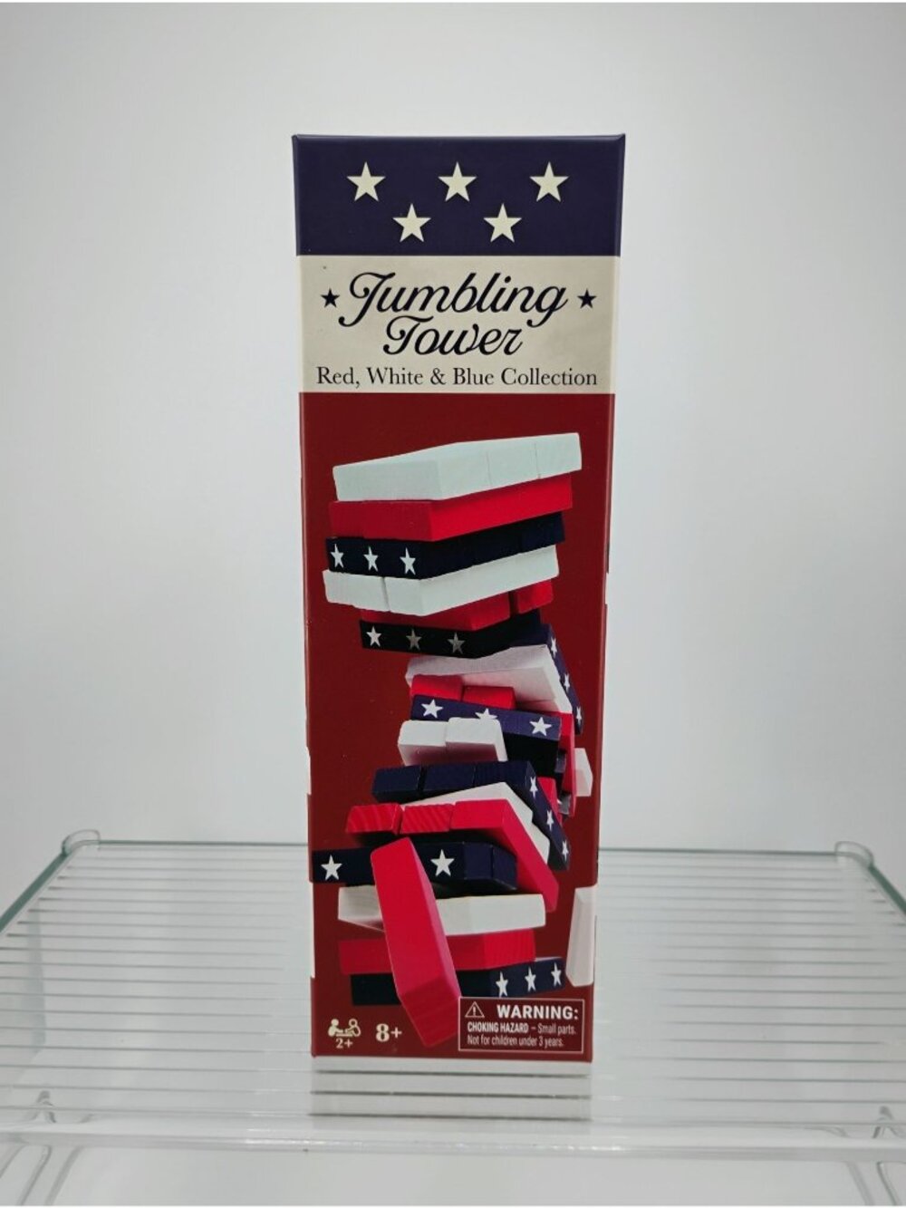 Jumbling Tower Game Red White & Blue Collection 48 Blocks Fun
